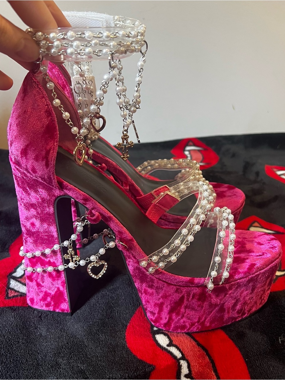 Sugar Thrillz x Dolls Kill - Holy Revelation Platform Heels - Magenta - Picture 2 of 9